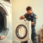 فني يقوم بإصلاح غسالة داخل منزل في السالمية